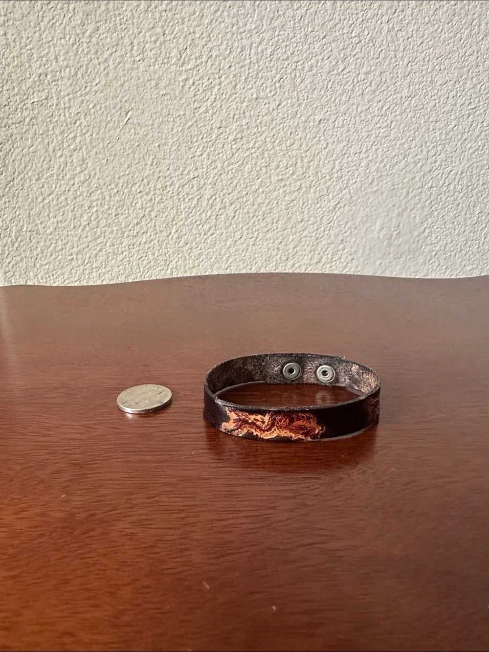 Fashion Jewelry Men's Dark Brown Leather Bracelet with Gold Accent